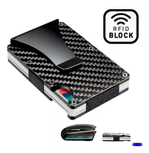 CARTERA DE FIBRA DE CARBONO CON BLOQUEO RFID